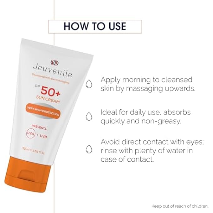 Jeuvenile FACE SUN CREAM SPF 50 - BLEMISH CONTROL AND DARK SPOT REMOVER HYDRATING SUNSCREEN WITH VITAMIN E, LIGHTWEIGHT MOISTURISER FOR WOMEN AND MEN | ALL SKIN TYPES | 50 ML. - Image 4